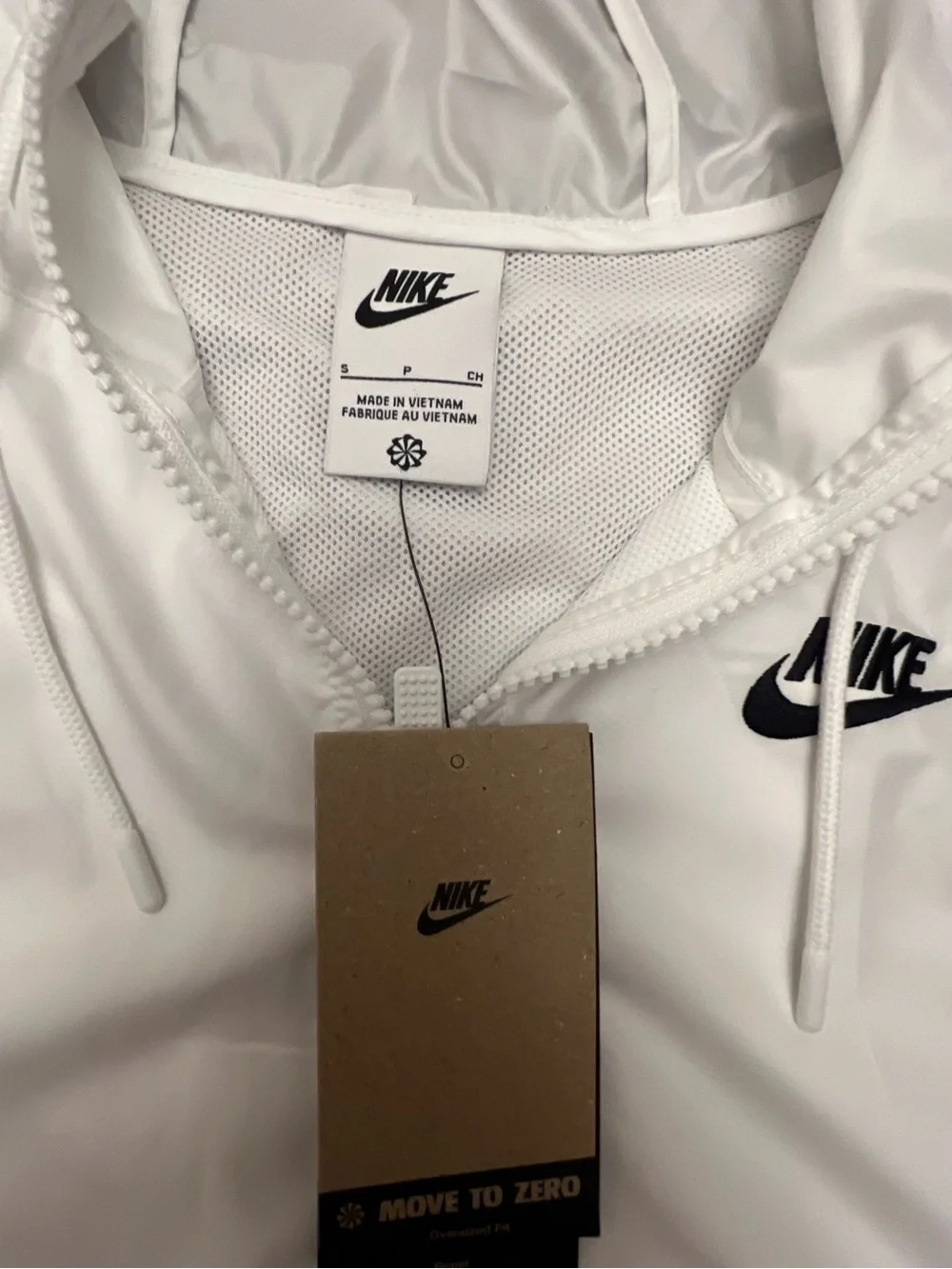 NWT Nike Small Sportswear Essential Woven Hooded Windbreaker Jacket White - Picture 4 of 6